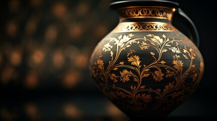 Greek amphora delicate floral patterns intricate artistry of the era - obrazy, fototapety, plakaty