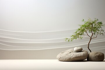 Tranquil and soothing  background with a Zen rock garden's simplicity - obrazy, fototapety, plakaty
