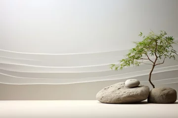 Poster Tranquil and soothing  background with a Zen rock garden's simplicity © KerXing