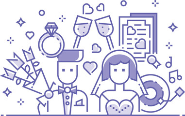 wedding illustration for bride and groom