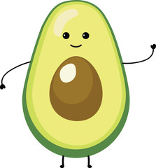 Funny cute happy smiling cartoon avocado vector illustration - 763428486