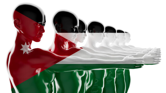 Figures shaded with the Jordanian flag's