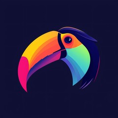 A beautiful and minimalist representation of a vibrant toucan in a vector logo, bringing a tropical flair with its colorful beak.