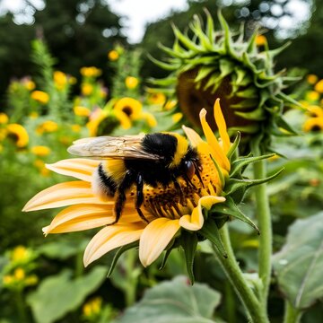 bee on sunflower