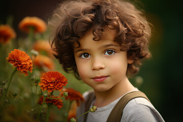 Fototapeta premium Generative AI image of a adorable beautiful cute baby on summer holidays vacation outside