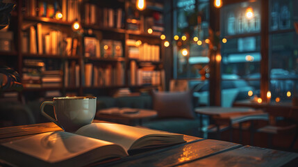 night at a cafe bookstore