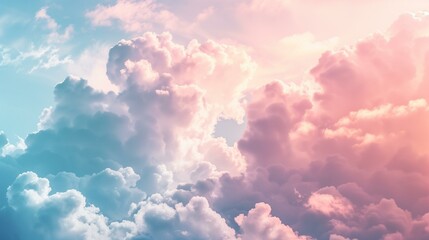 Vibrant Sunset Cloudscape with Pastel Colors and Tranquil Serenity