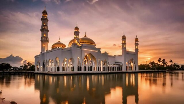 mosque at sunset
