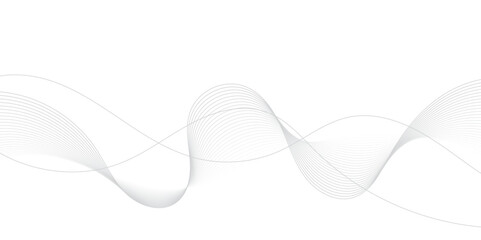 Gray and white abstract background with flowing particles. Digital future technology concept. Abstract white paper wave background and abstract gradient and white wave curve lines.