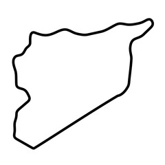 Syria country simplified map. Thick black outline contour. Simple vector icon