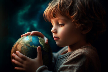 Naklejka premium Celebration of Earth Day Generative AI picture green planet beautiful nature in danger AI pic
