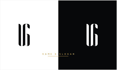 UG, GU, U, G, Abstract letters Logo Monogram