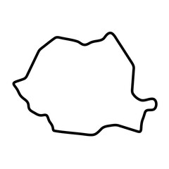 Romania country simplified map. Thick black outline contour. Simple vector icon