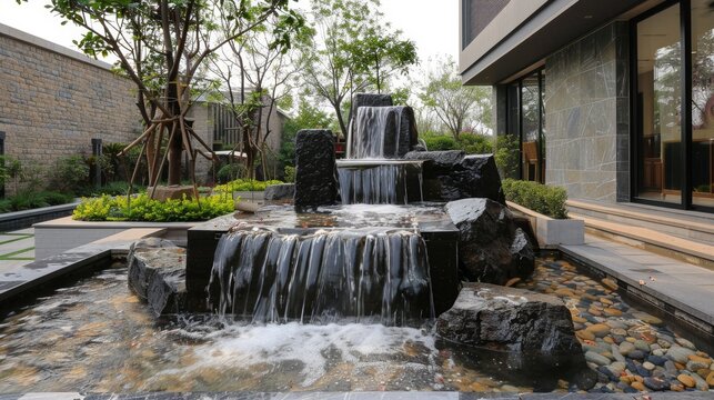 Outdoor home modern water feature fountain waterfall