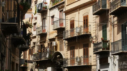 Fotobehang Palermo, Sicily, October 2018. - Typical balconies and railings in Palermo © Wildwatertv