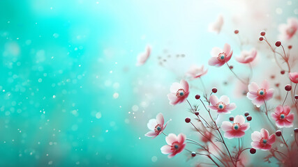 Piękny wiosenny baner, kwiatowe tło, puste miejsce na tekst, generative ai