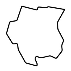 Suriname country simplified map. Thick black outline contour. Simple vector icon