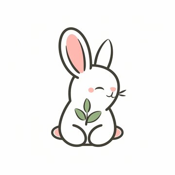 A delightful and minimalistic depiction of a cute bunny in a vector logo, featuring a perfect balance of style and simplicity.