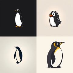 A delightful and minimalistic depiction of a friendly penguin in a vector logo, capturing its charm with simplicity.