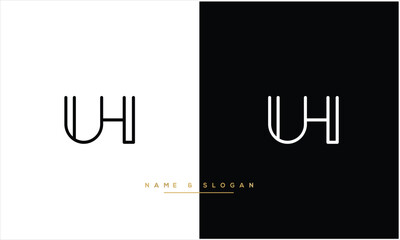 UH, HU, U, H, Abstract Letters Logo Monogram