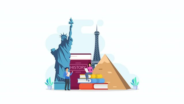 History school subject. Idea of science and education. 2d video animation 4k clip	