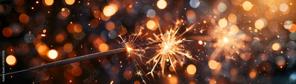 Aufkleber sparkling sparklers and bokeh lights in the background