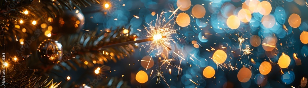Aufkleber sparkling sparklers and bokeh lights in the background