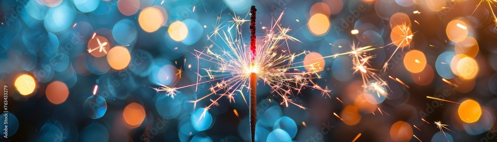 Aufkleber sparkling sparklers and bokeh lights in the background