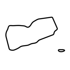 Yemen country simplified map. Thick black outline contour. Simple vector icon