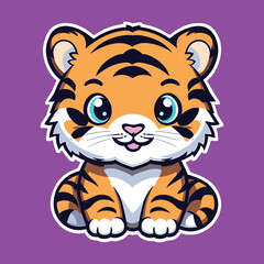 cute smile chibi tiger vector design