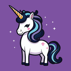 cute unicorn with horn illustration