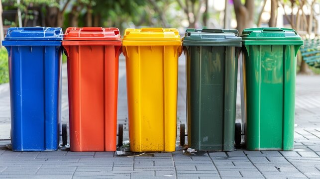 Trash cans for garbage separation, collection of waste bins of different types of garbage recycling