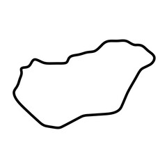 Hungary country simplified map. Thick black outline contour. Simple vector icon