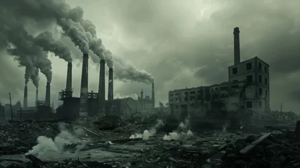 Zelfklevend Fotobehang Factories with smoke, air pollution © Krtola 