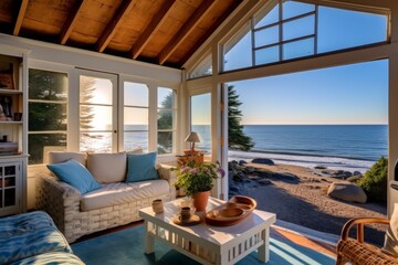 Fototapeta premium Experience the magic of the ocean at this charming beach house haven