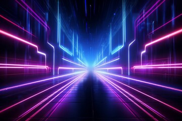 Futuristic and high-tech  background with neon light trails