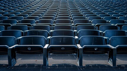 Obraz premium Seats of black tribune on sport stadium