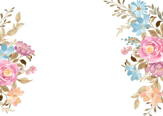 Colorful watercolor flower border