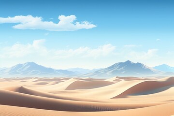 Fototapeta na wymiar Pristine sand dunes stretching beneath a clear desert sky