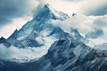 Crédence de cuisine en verre imprimé Annapurna Snow capped peaks reaching for the sky in a majestic alpine landscape