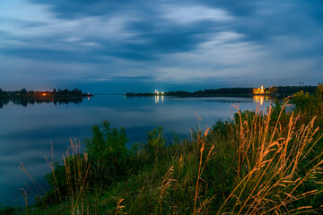 Twilight on the Volga river in Dubna