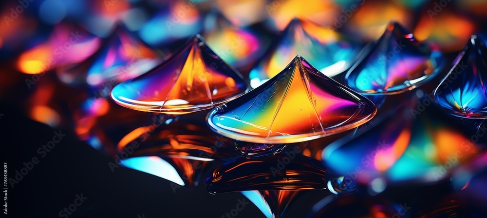 Poster vivid holographic liquid orbs and metallic droplets creating an abstract and dynamic background