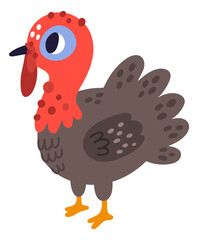 Cute turkey character. Farm bird. Funny poultry