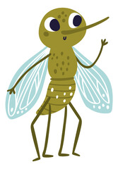 Funny mosquito character. Cute face insect mascot