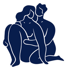 Lovers silhouettes in smooth trendy shape style. Tenderness symbol