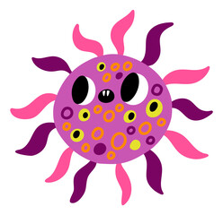 Pathogen character. Cute colorful microbe. Germ mascot