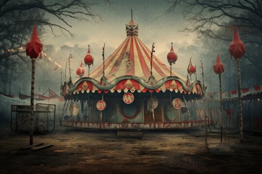 Abandoned carnival with textured background for your Halloween promotions