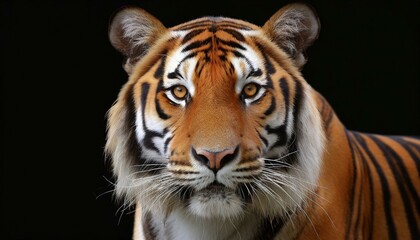 Fototapeta premium Sumatran tigers head close up on black background