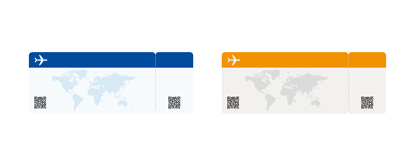 Boarding pass ticket template illustration with blank space and QR code vector. - obrazy, fototapety, plakaty