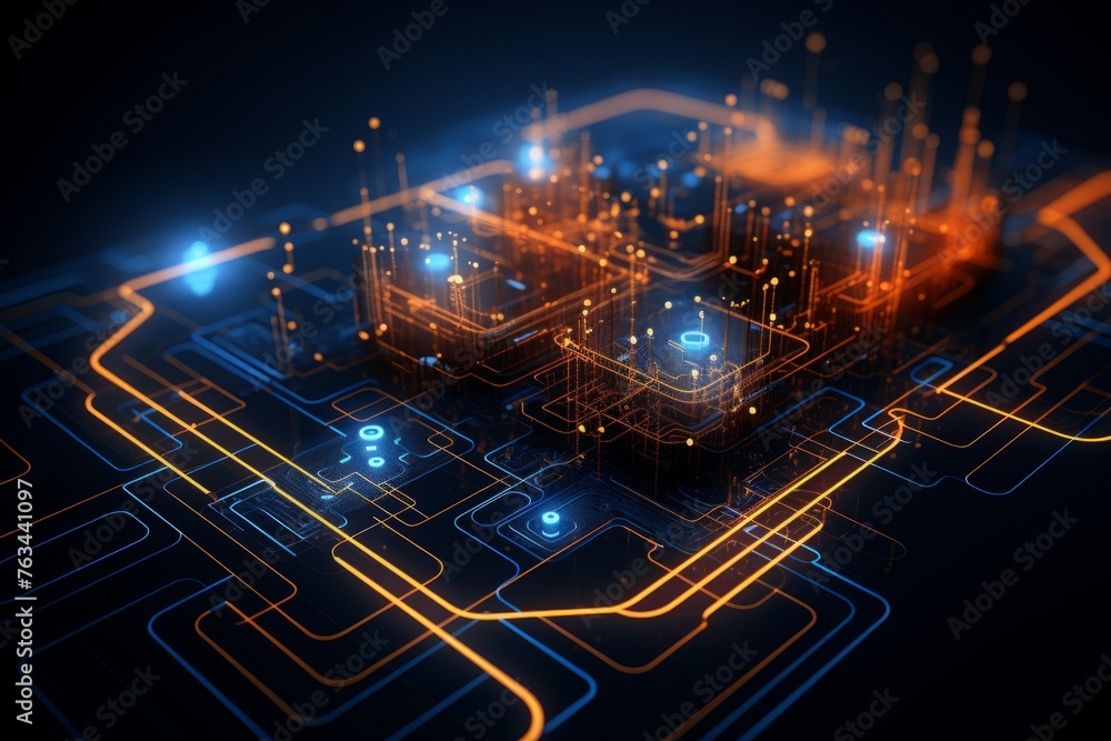Poster abstract tech design with glowing elements. digital cyberspace futuristic background